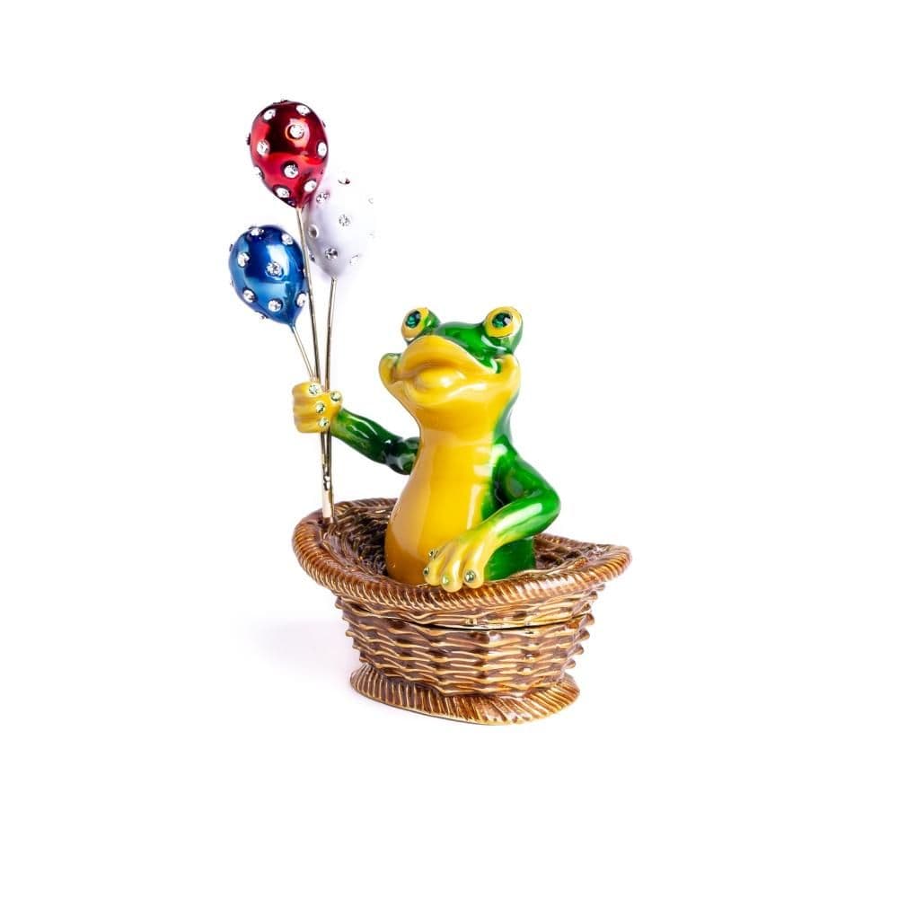 image-Frog Sitting in a Basket Holding Balloons