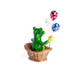 image-Frog Sitting in a Basket Holding Balloons