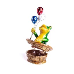 image-Frog Sitting in a Basket Holding Balloons