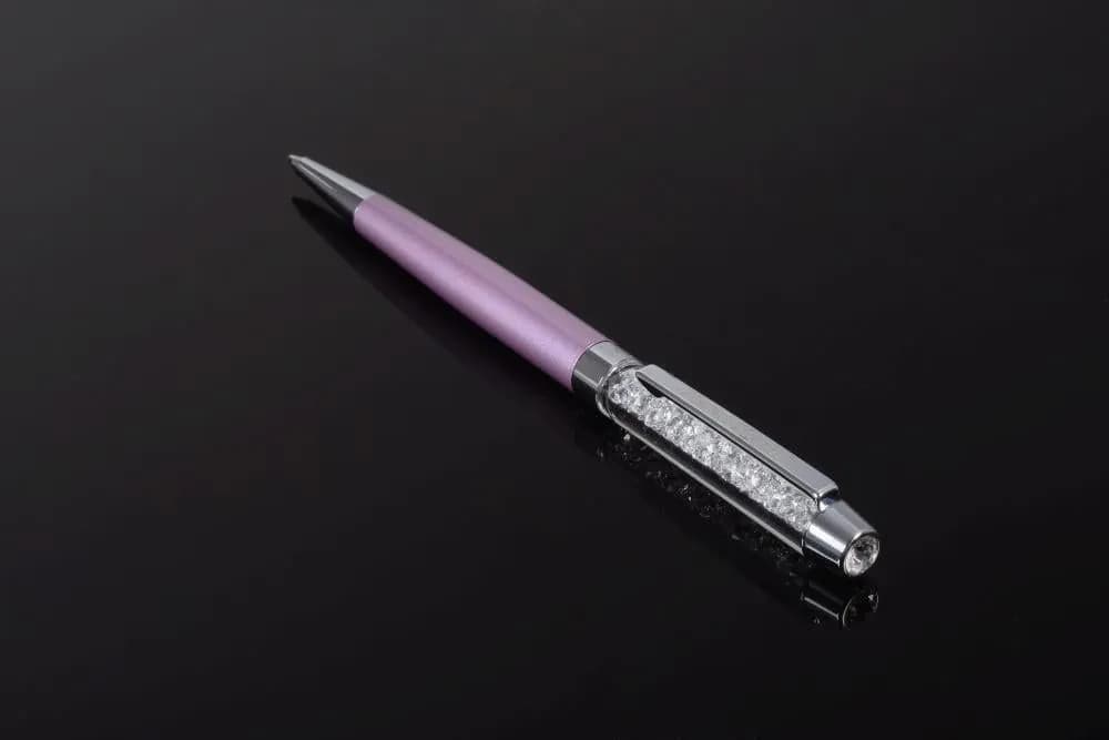 image-Purple Pen with Swarovski Crystals