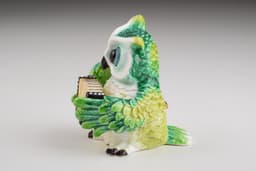 image-Green Owl Playing Accordion Trinket Box