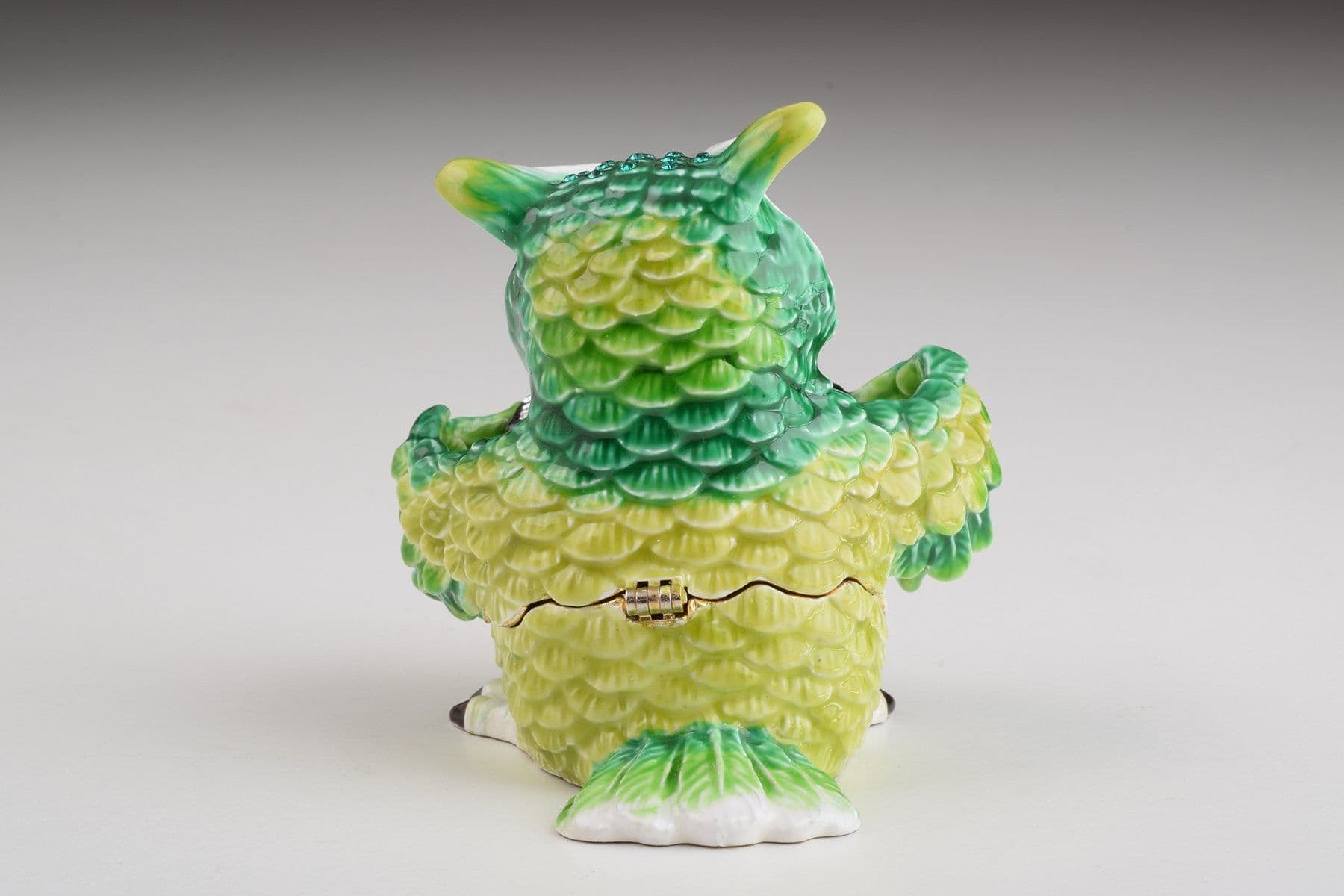 image-Green Owl Playing Accordion Trinket Box
