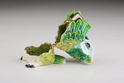 image-Green Owl Playing Accordion Trinket Box
