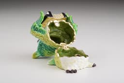 image-Green Owl Playing Accordion Trinket Box