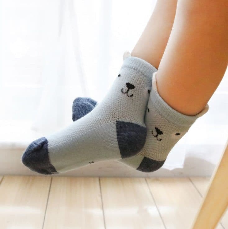 image-Children's Socks Pack of 5 Colors Breathable Summer Cotton Socks for Boys and Girls