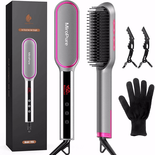 image-13 Heat Settings Hair Straightener Brush with LED Screen