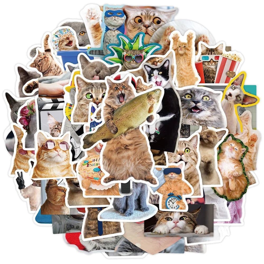 image-Cute Cat Meme Stickers - Waterproof Decals for Laptops & Scrapbooks