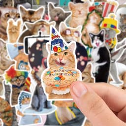 image-Cute Cat Meme Stickers - Waterproof Decals for Laptops & Scrapbooks