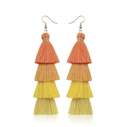 image-Green Tassel Earrings Women Bohemian Layered