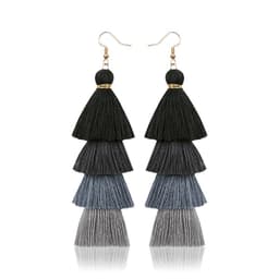 image-Green Tassel Earrings Women Bohemian Layered