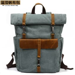 image-Cross-border sources of new canvas backpack men's retro shoulder computer bag student school bag outdoor wear-resistant travel bag