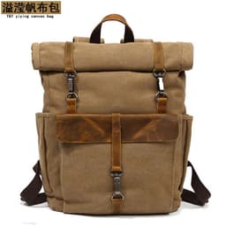 image-Cross-border sources of new canvas backpack men's retro shoulder computer bag student school bag outdoor wear-resistant travel bag