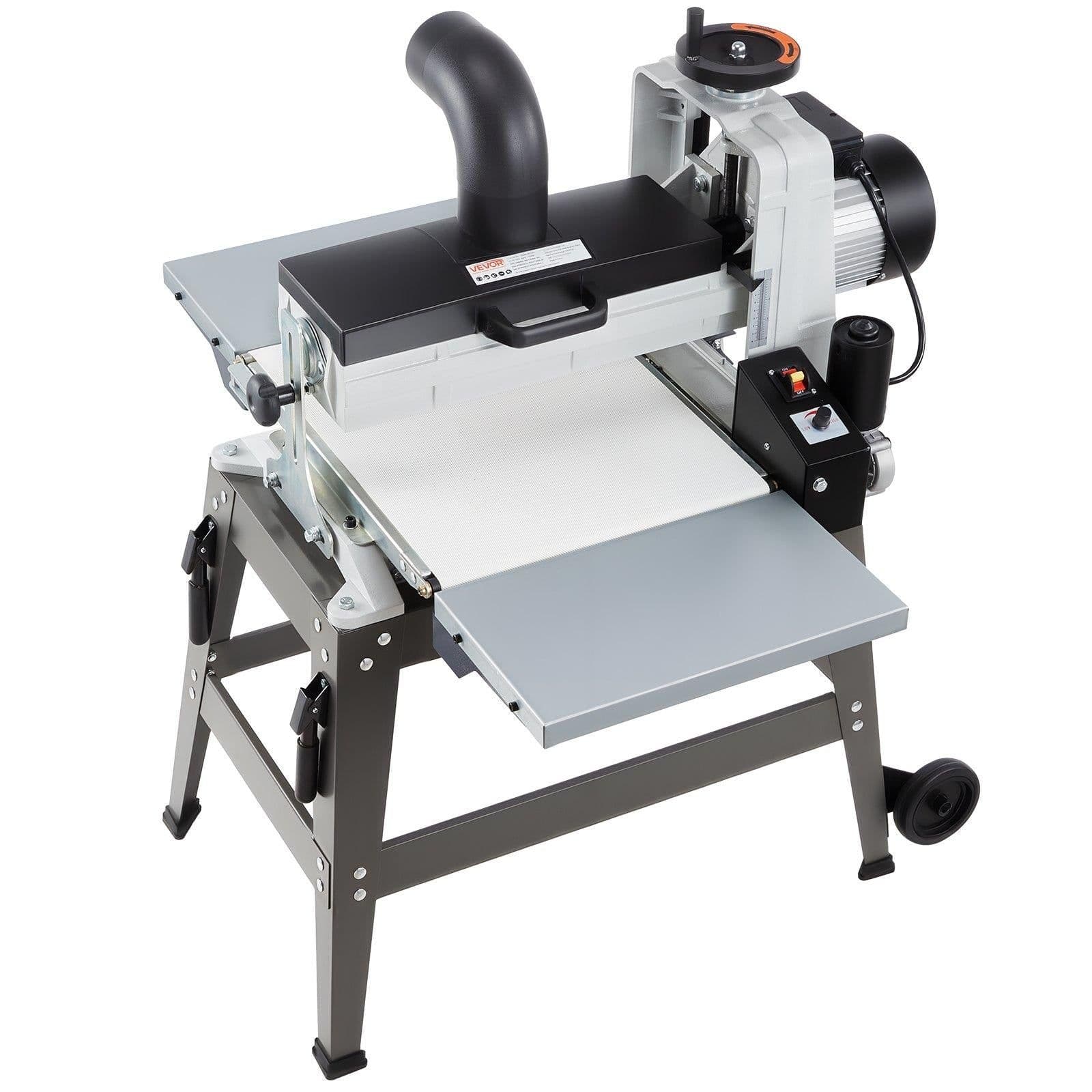 image-VEVOR 16" Drum Sander with Stand & Extension Tables, 1.5HP 1720RPM Dual Motor Drum Sander for Woodworking - Variable Speed Conveyor Belt, 4" Dust Collection Port for Cabinet & Furniture Finishing