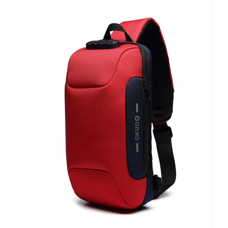 image-ozuko Chest Bag USB Anti-Theft Waterproof Black