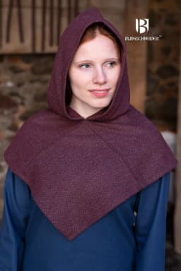 image-Skjoldehamn Cowl Knud Herringbone Burgundy/Grey