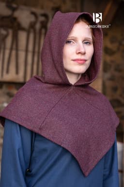 image-Skjoldehamn Cowl Knud Herringbone Burgundy/Grey