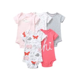 image-A generation of summer baby boy cotton short-sleeved mixed color haze triangle romper 5 five-piece suit T0031
