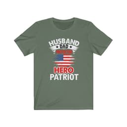 image-Husband, Dad, Protector, Hero, Patriot Short Sleeve T Shirt