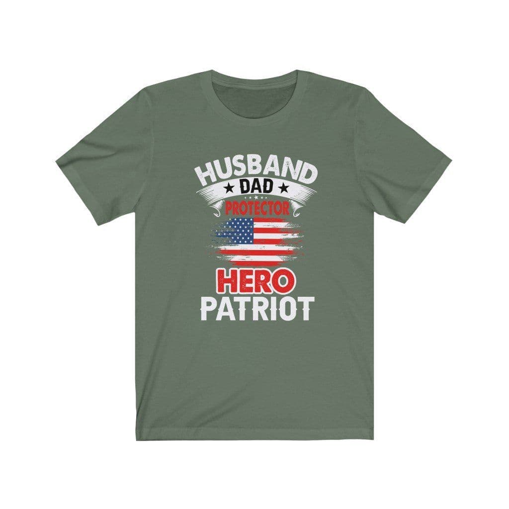 image-Husband, Dad, Protector, Hero, Patriot Short Sleeve T Shirt