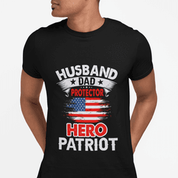 image-Husband, Dad, Protector, Hero, Patriot Short Sleeve T Shirt