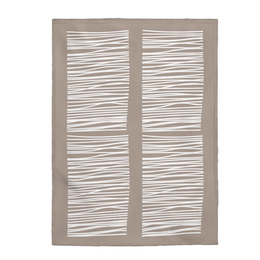 image-Abstract Lines in Beige Plush Blanket Throw