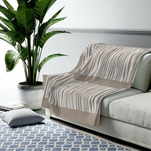 image-Abstract Lines in Beige Plush Blanket Throw
