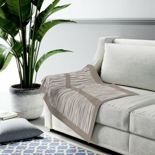 image-Abstract Lines in Beige Plush Blanket Throw