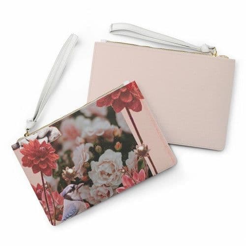 image-Floral Grunge Design Zipped Clutch Bag