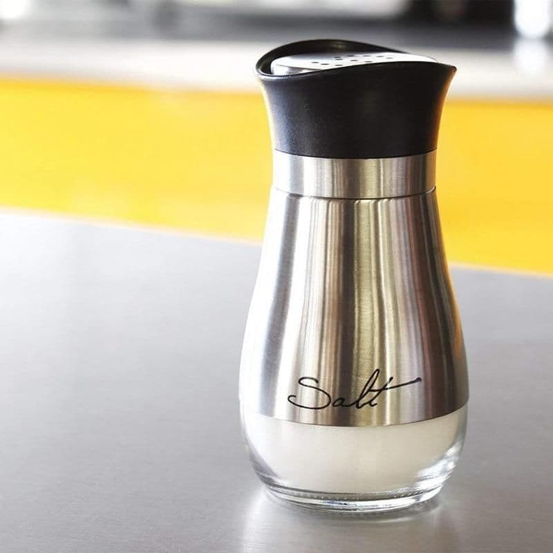 image-Salt and Pepper Shakers Stainless Steel Glass Set BPA Free, 4oz
