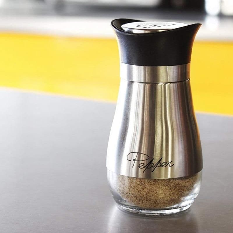 image-Salt and Pepper Shakers Stainless Steel Glass Set BPA Free, 4oz