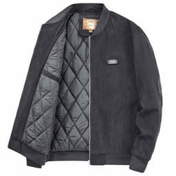 image-Mens Round Collar Winter Zipped Up Elbow Patch Jacket