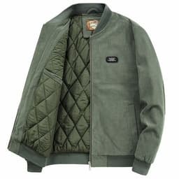 image-Mens Round Collar Winter Zipped Up Elbow Patch Jacket