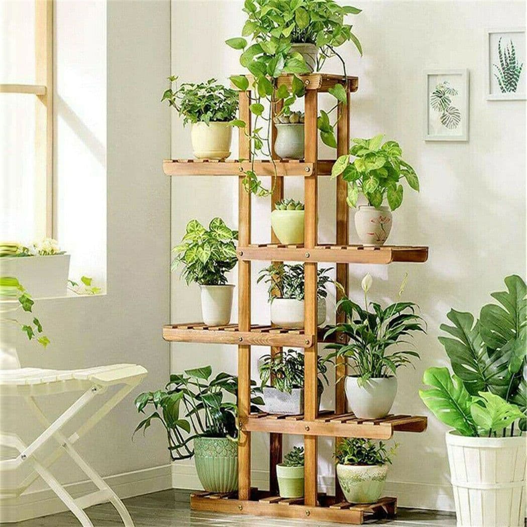 image-Indoor 6 Tier Wooden Plant Home Decor Stand