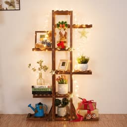 image-Indoor 6 Tier Wooden Plant Home Decor Stand