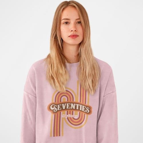 image-Womens Retro 70's Crewneck Sweatshirt