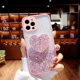 image-Buy 1 Get 1 Free Sequins Glitter Case with Love Stand for iPhone