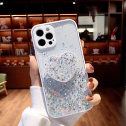 image-Buy 1 Get 1 Free Sequins Glitter Case with Love Stand for iPhone