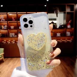 image-Buy 1 Get 1 Free Sequins Glitter Case with Love Stand for iPhone