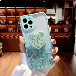 image-Buy 1 Get 1 Free Sequins Glitter Case with Love Stand for iPhone