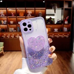 image-Buy 1 Get 1 Free Sequins Glitter Case with Love Stand for iPhone