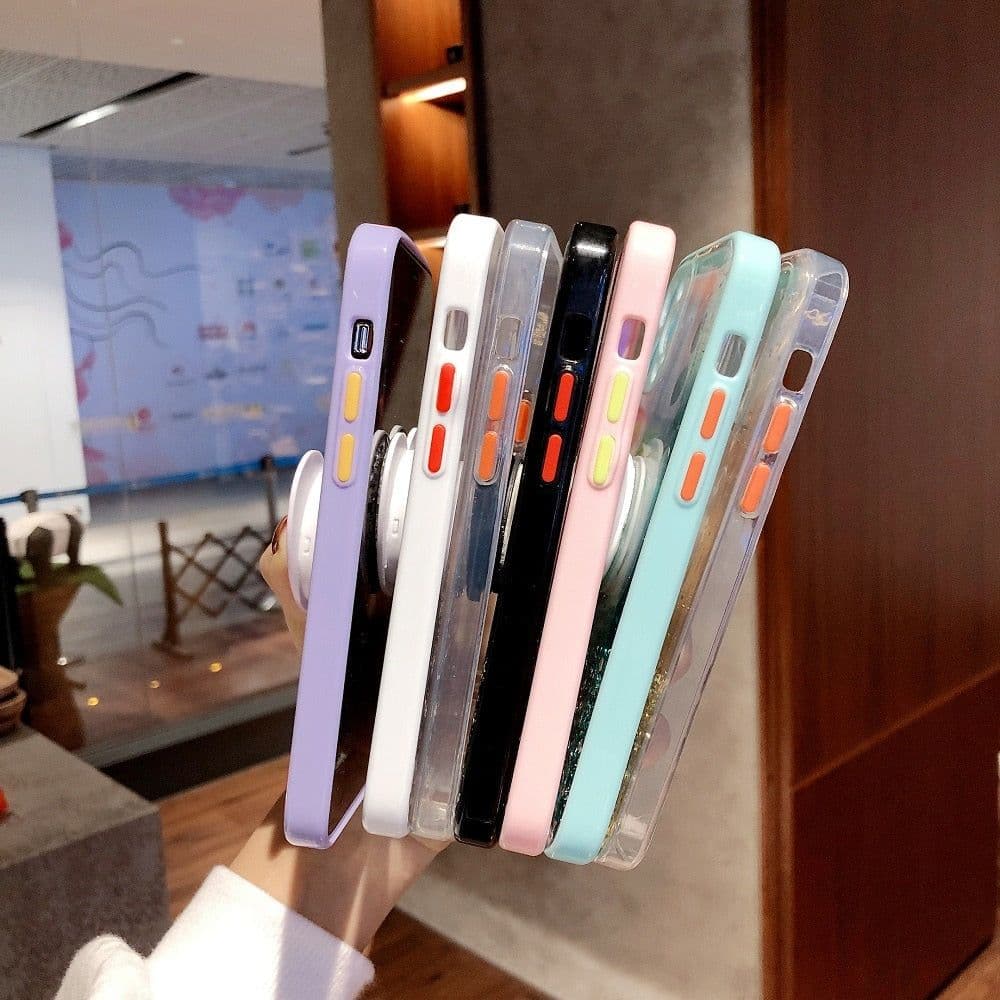 image-Buy 1 Get 1 Free Sequins Glitter Case with Love Stand for iPhone