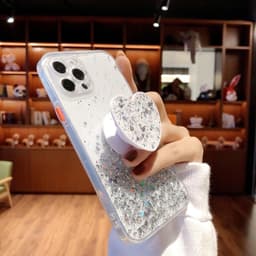 image-Buy 1 Get 1 Free Sequins Glitter Case with Love Stand for iPhone
