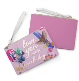 image-Love You More Each Day Floral Designed Zipped Clutch Bag
