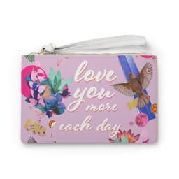 image-Love You More Each Day Floral Designed Zipped Clutch Bag