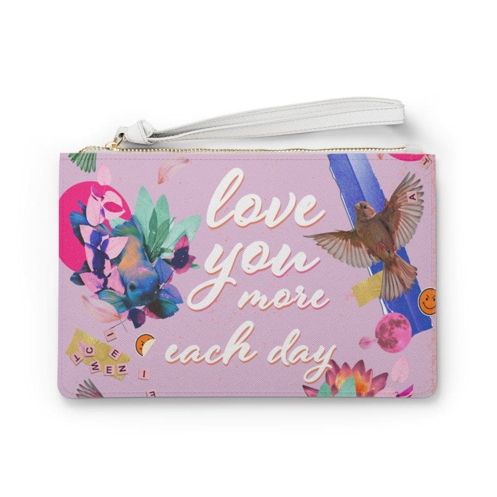 image-Love You More Each Day Floral Designed Zipped Clutch Bag