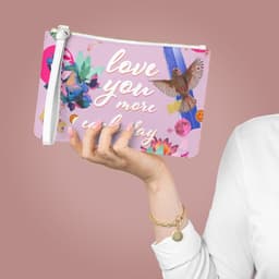 image-Love You More Each Day Floral Designed Zipped Clutch Bag