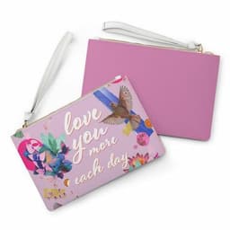 image-Love You More Each Day Floral Designed Zipped Clutch Bag