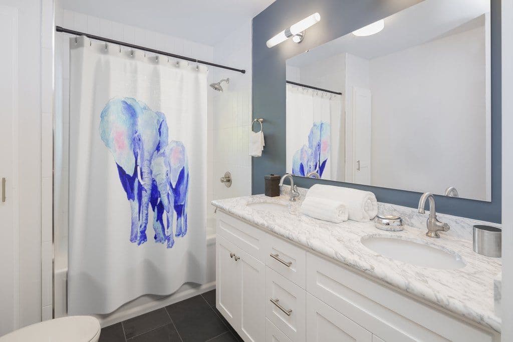 image-Mother and Baby Auspicious Elephant Shower Curtains Home Decor
