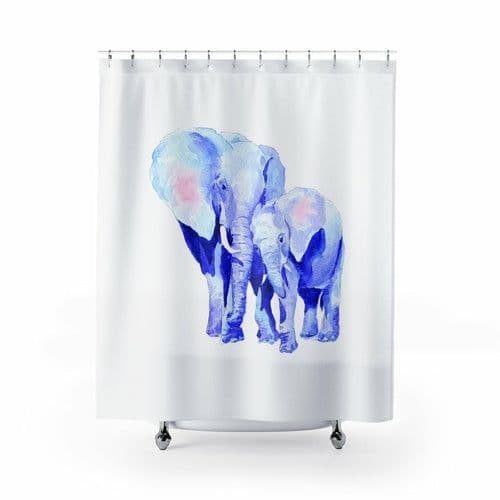 image-Mother and Baby Auspicious Elephant Shower Curtains Home Decor