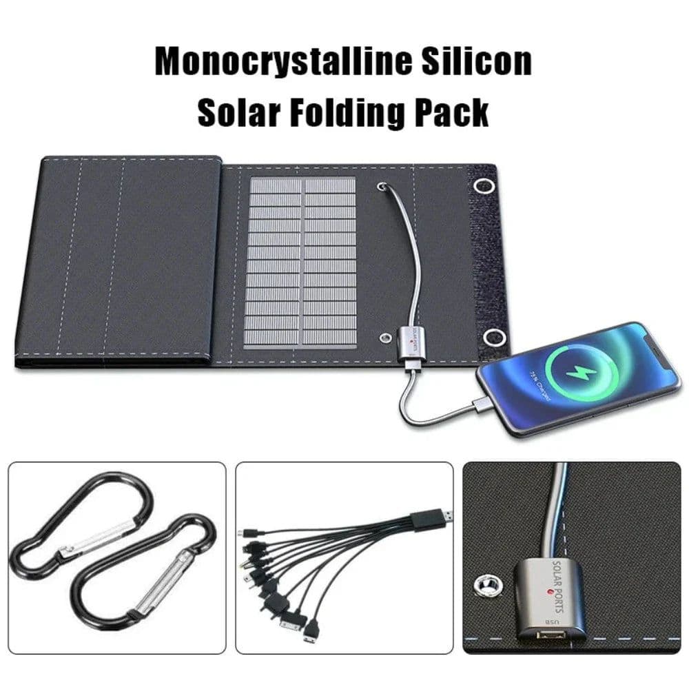 image-Portable Solar Panel with USB Charging for Cell Phone